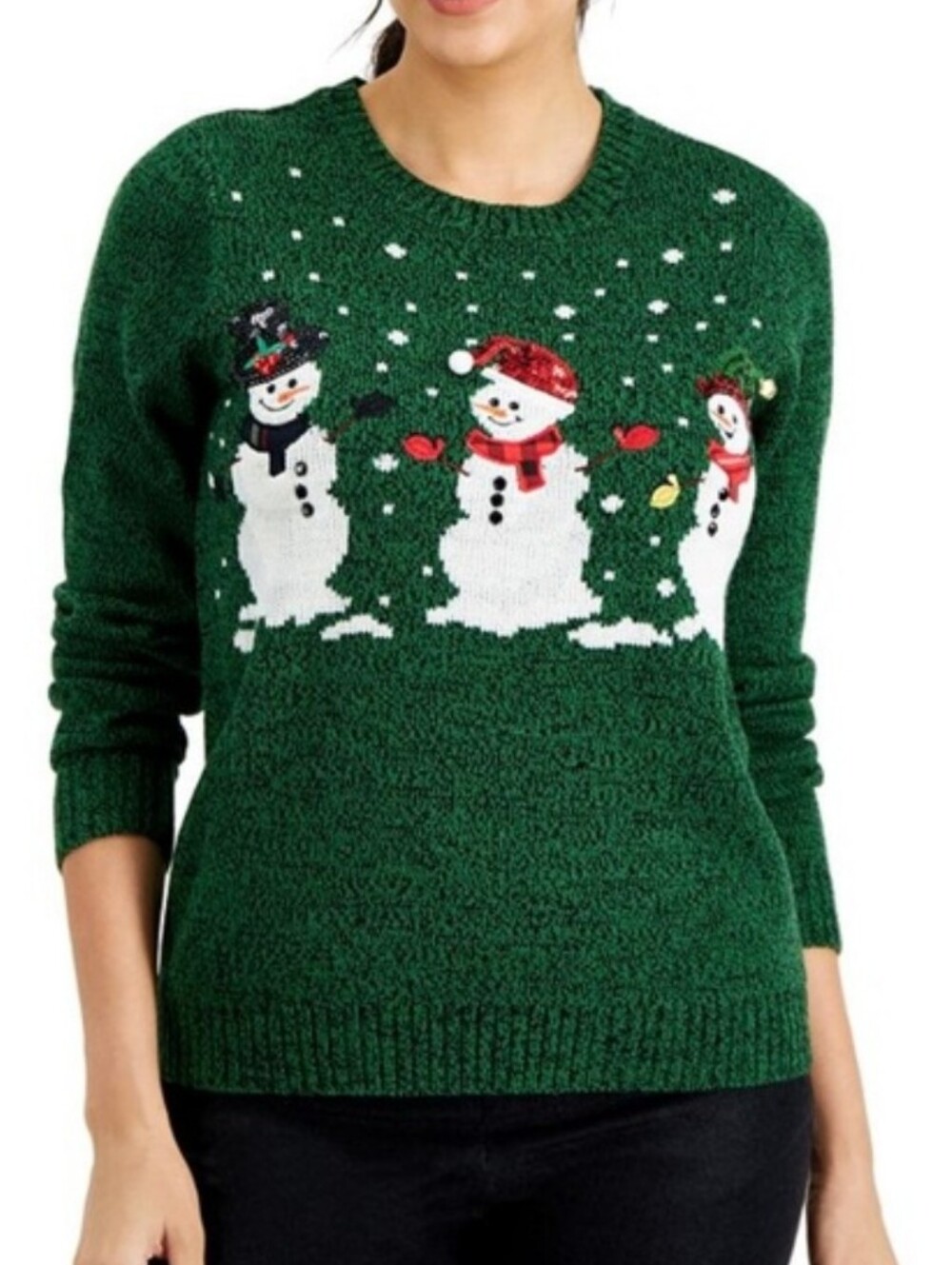 Karen Scott Trio Snowman Christmas Sweater Large